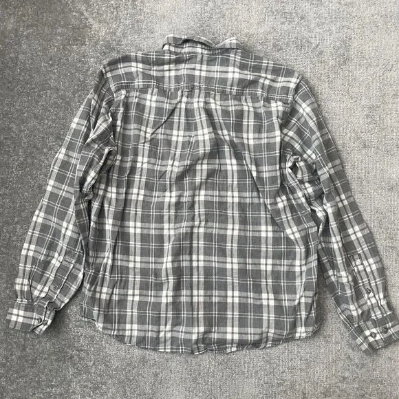 Eddie Bauer Shirt Mens Large Grey White Plaid Casual Button Up Classic Fit - Picture 7 of 7